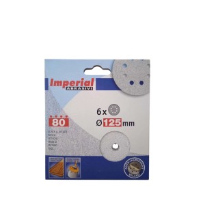 Dischi abrasivi Imperial, 6 pezzi, Ø 125mm, grana 80, per varie levigatrici.