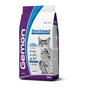 Gemon cibo secco per gatti sterilizzati con tonno e salmone, 2kg.