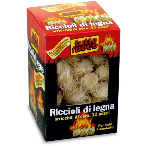 Tutto Fuoco accendifuoco in lana di legno, 32 pezzi, in confezione rossa. Ideale per stufe e caminetti.