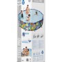 Confezione di una piscina con pareti in acciaio t.b.t. con motivo animale colorato e famiglia in piscina.