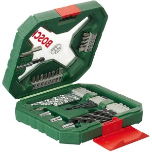 Set avvitatore a batteria Bosch EasyDrill 1200 con batterie e accessori in valigetta verde.