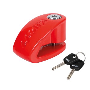 Lucchetto per moto t.b.t. rosso con due chiavi per maggiore sicurezza.