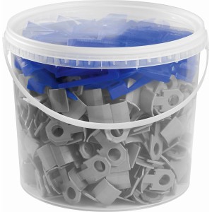 Set livellante LUX: 100 cunei blu, 300 clip grigie nel secchio.