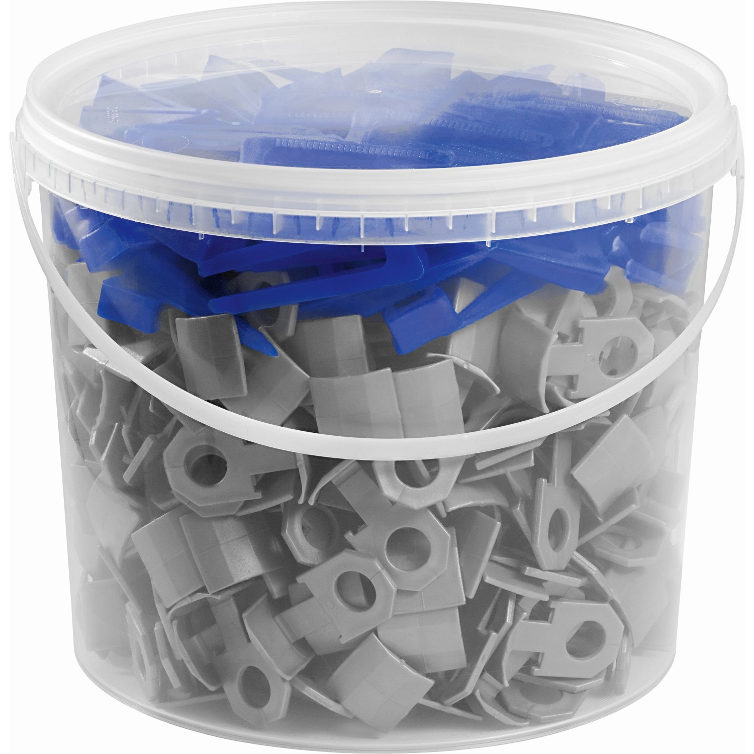 Set livellante LUX: 100 cunei blu, 300 clip grigie nel secchio.
