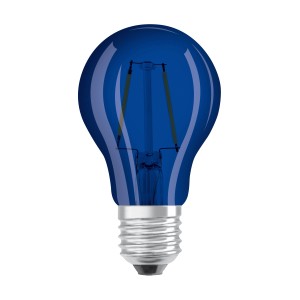 Lampadina LED E27 blu con effetto filamento.