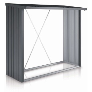 Biohort WoodStock 230, grigio scuro metallizzato, legnaia in lamiera d'acciaio zincata a caldo.