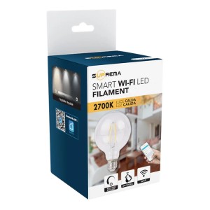 Confezione di una lampadina LED smart t.b.t. con filamento e funzione WiFi.