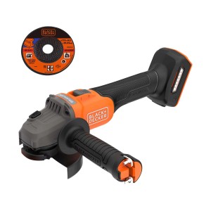 Smerigliatrice angolare a batteria Black+Decker con disco da taglio, ideale per smerigliare e tagliare.
