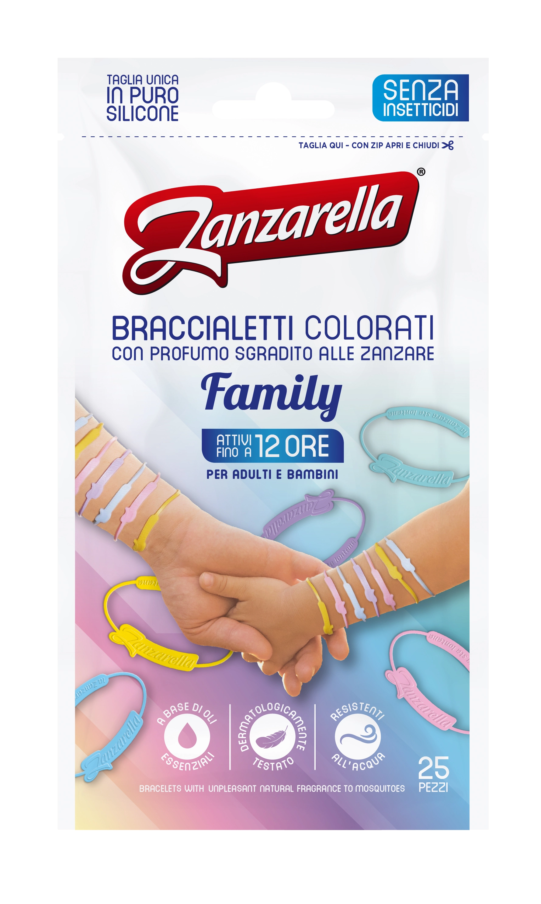 Braccialetti antizanzara Zanzarella Family 25 pz