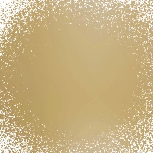 Campione di colore t.b.t. per fai-da-te, tonalità dorata con motivo a schizzi bianchi.