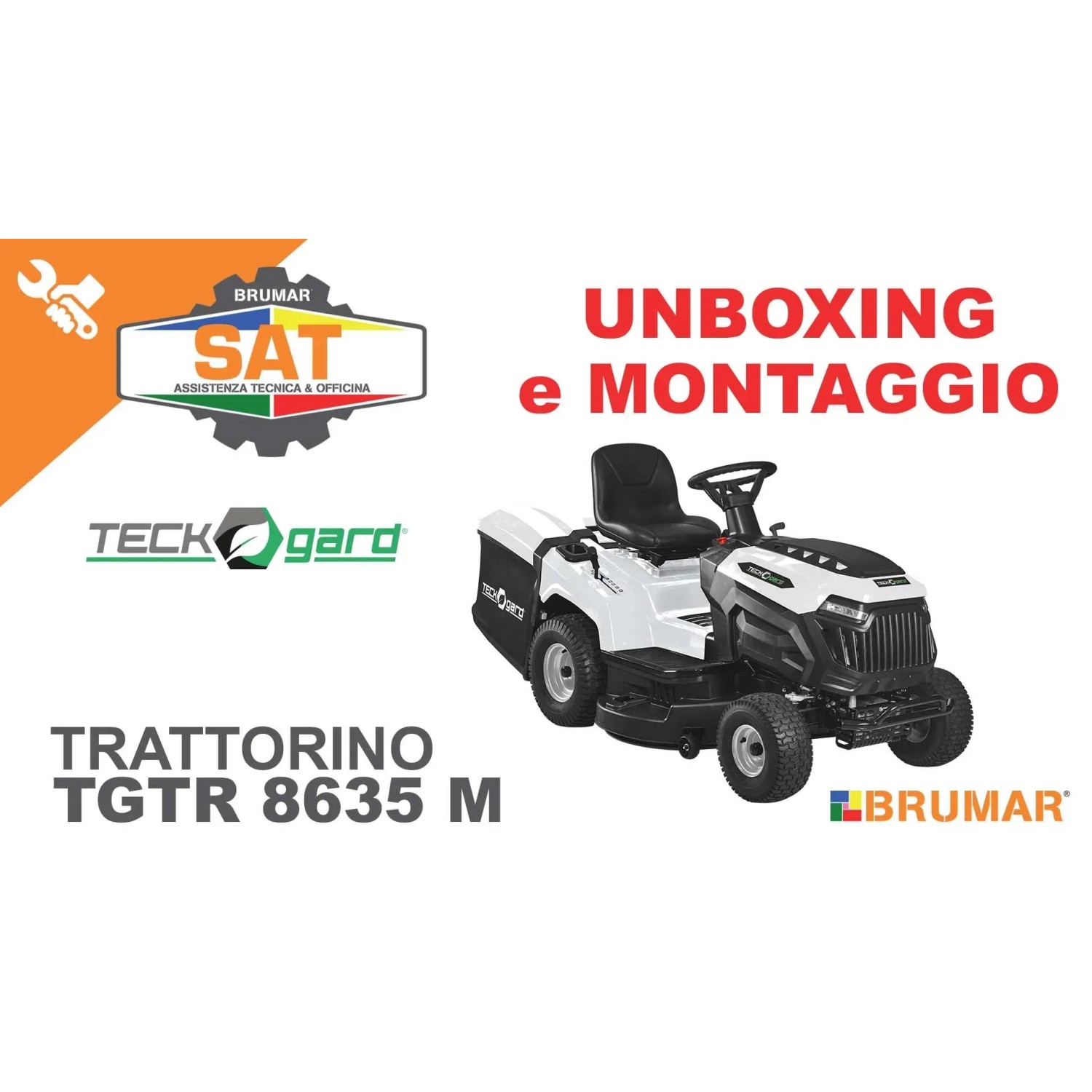 Trattorino tagliaerba Brumar TGTR 8635 M, bianco/nero. Ideale per la cura del prato.
