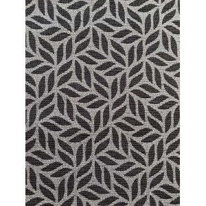 Passatoia a metraggio t.b.t. con motivo a foglie in grigio e nero.
