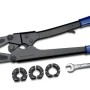 Pinza a crimpare t.b.t. con inserti e chiave inglese per raccordi.