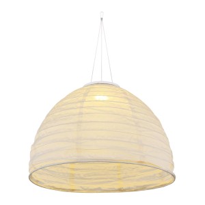 Lampada a sospensione solare a LED Globo bianca in lino, Ø 40 cm, H: 30 cm. Illuminazione solare decorativa per esterni.