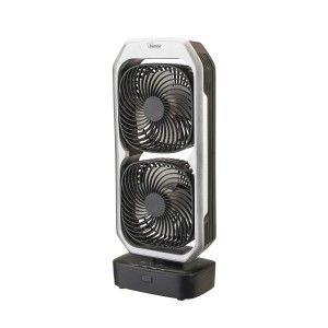 Ventilatore da tavolo con due ventole sovrapposte per un raffreddamento ottimale.
