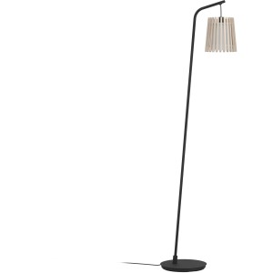 Lampada da terra Eglo Fattoria, nera con paralume in legno, 40W, per interni.