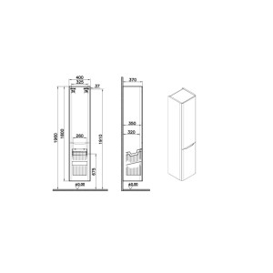 Mobile bagno colonna sospesa con portabiancheria Integra Round 40x180 cm bianco