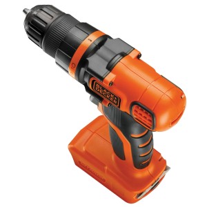 Trapano avvitatore a batteria Black+Decker 18V BDCDD18N Solo, arancione e nero.