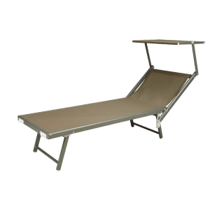 Lettino t.b.t. con tettuccio parasole, ideale per giardino e terrazza.