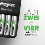 Caricabatterie Energizer con USB e 4 batterie AA. Ricarica 2 o 4 batterie AA/AAA.