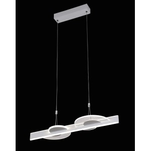 Lampada a sospensione LED moderna t.b.t. con design geometrico bianco per interni.