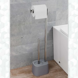 t.b.t. Piantane: Set WC con portarotolo e scopino, grigio/argento.