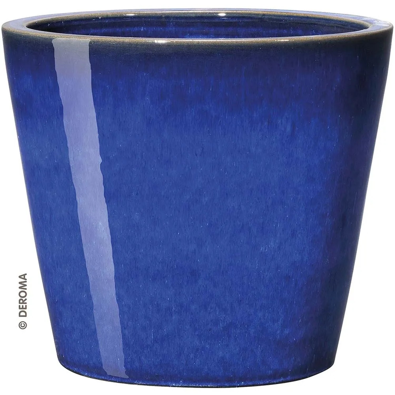 Vaso da fiori in terracotta blu, forma conica. Ideale per interni ed esterni.