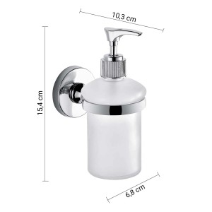 Dispenser sapone a muro, cromo/vetro satinato, accessorio doccia.
