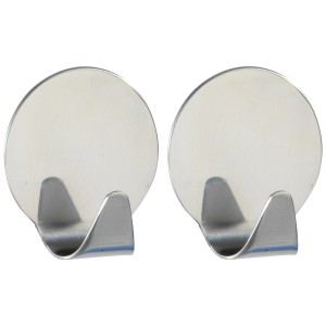 Set da 2 ganci rotondi medi Wenko in acciaio inox lucido per bagno e casa.
