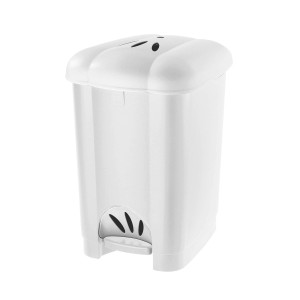 Cestino a pedale bianco per bagno o cucina.