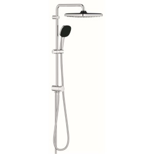Set doccia Grohe Vitalio Comfort 250 Flex con soffione e doccetta in cromo.