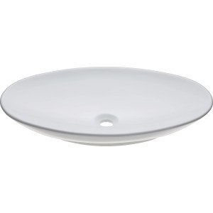 Lavabo d'appoggio ovale bianco baliv WBA-7060, 70x42 cm, senza foro per rubinetto.