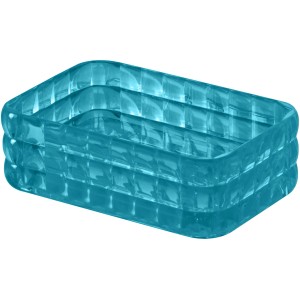 Dispenser sapone t.b.t. blu in plastica per il bagno.