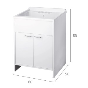 Mobile lavatoio bianco t.b.t. con due ante, dimensioni 85x60x50 cm.