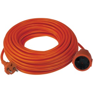 Prolunga t.b.t. arancione arrotolata con spina e presa.