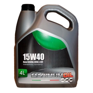 Tanica da 4L di olio motore 15W40 per motori a benzina, diesel e gas.