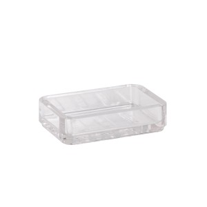 Portasapone trasparente t.b.t. in plastica per il bagno.