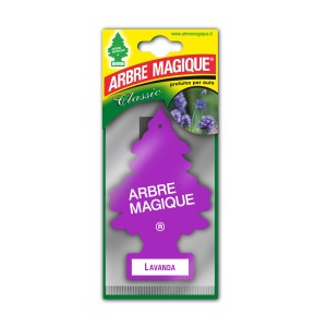 Arbre Magique lavanda, profumatore auto a forma di albero in confezione viola.