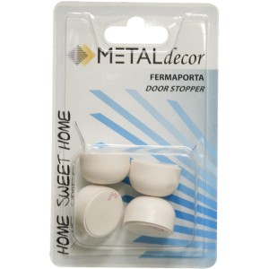 t.b.t. Fermaporta, set da 4, bianco, per montaggio a parete.