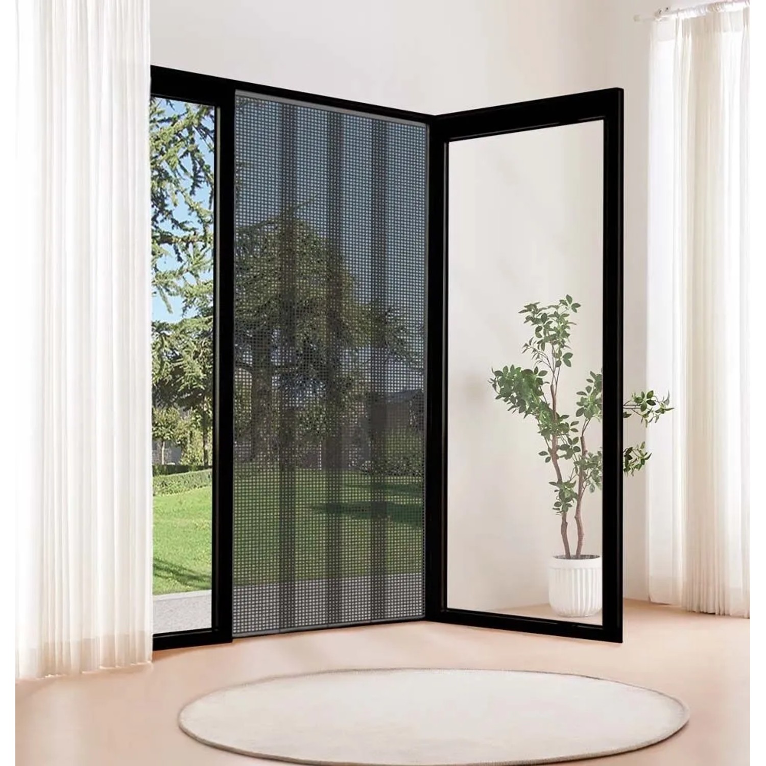 Tenda zanzariera a pannelli in poliestere 140x240 cm nero_2