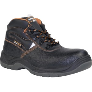 Scarpa da lavoro nera t.b.t. con lacci e suola grigia.