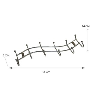 Appendiabiti da parete in metallo con 7 ganci, ideale come organizer per armadio.