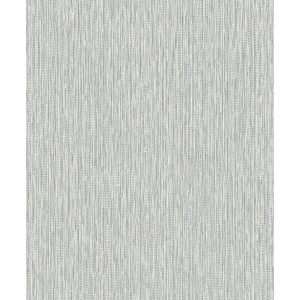 Carta da parati decorativa con fine struttura verticale in azzurro e crema.