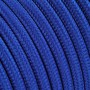 Cavo tessile blu per lampade, dettaglio. Componente per la costruzione di lampade.