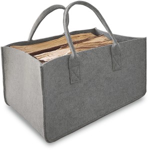 Borsa port legna in feltro grigio con legna, categoria Fumisteria e accessori.