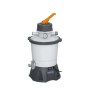 Pompa filtro a sabbia Bestway 3.028 l/h, 85 W per piscine fino a 16.600 l. Sistema di filtraggio a sabbia con manometro e valvola a 6 vie.