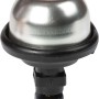 Campanello per bicicletta, campana color argento con base in plastica nera, accessorio per manubrio.