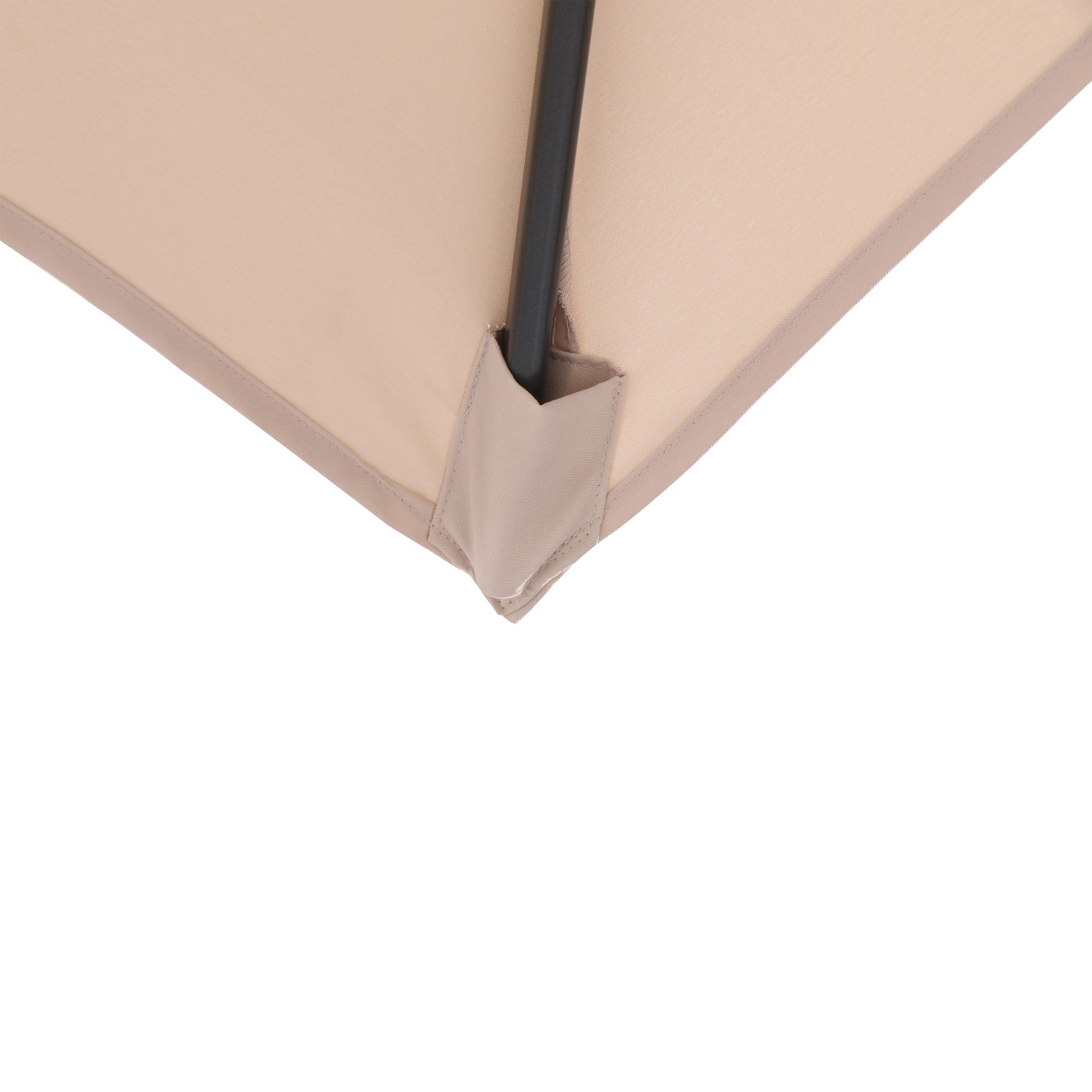 Dettaglio ombrellone Honolulu, 200x300 cm, beige, con palo e angolo in tessuto.