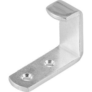 Squadretta angolare zincata, 15x45x36 mm, con due fori di montaggio.