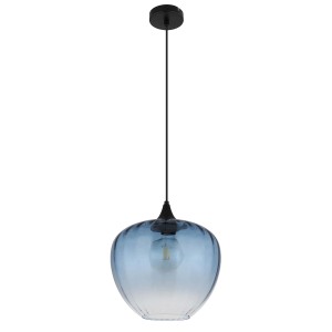 Lampada a sospensione in vetro blu, lampada moderna per interni.